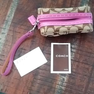 Coach Small Wristlet with pink trim & inside.  New w/o tags.
